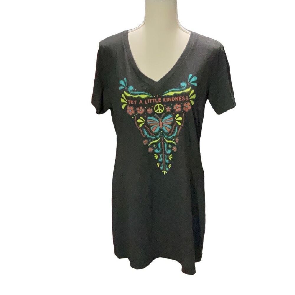 Soul Flower Gray Tunic T Shirt Try A Little Kindness Eco Threads NWT Size XXL